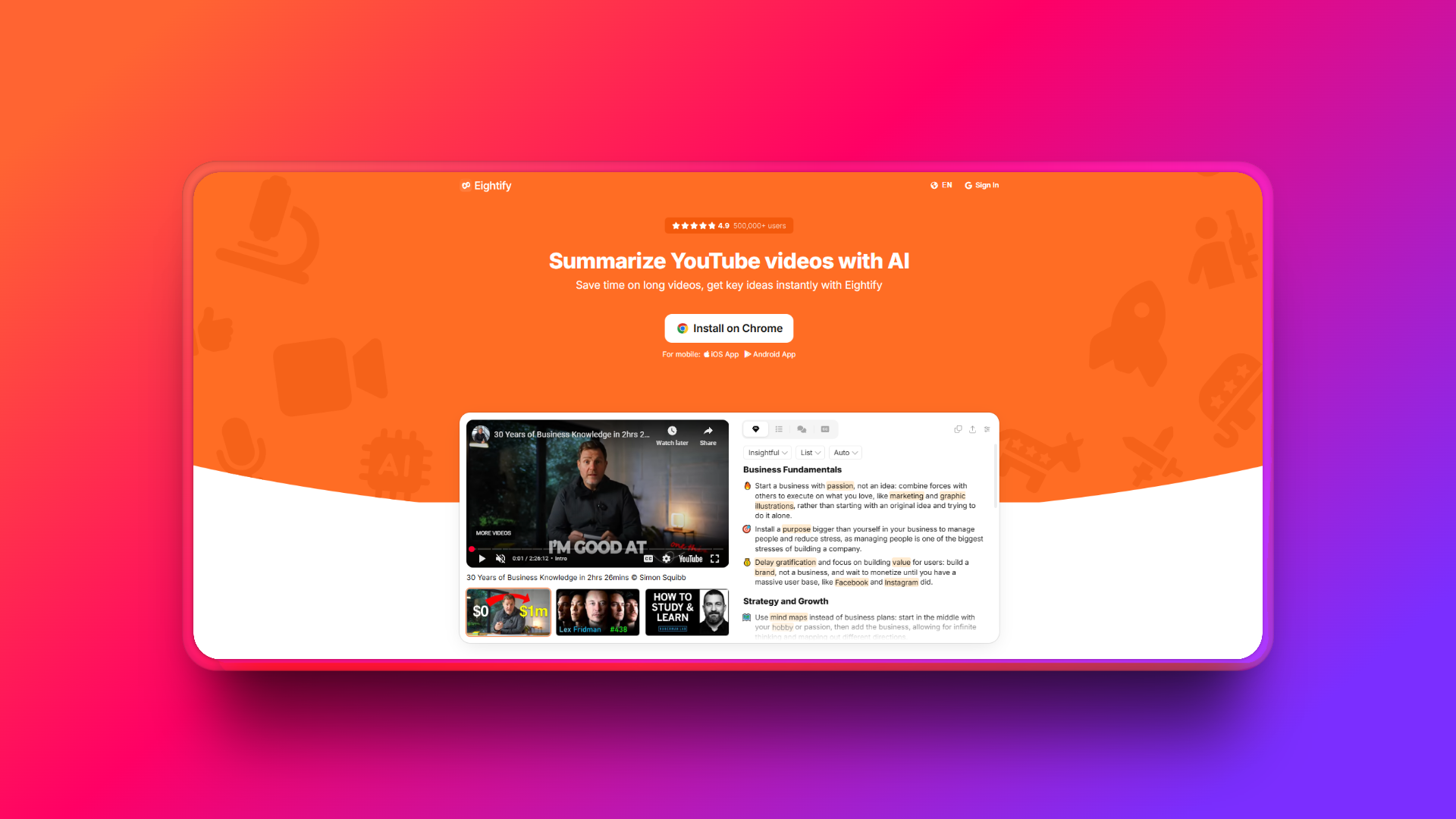 Eightify YouTube Video Summarizer
