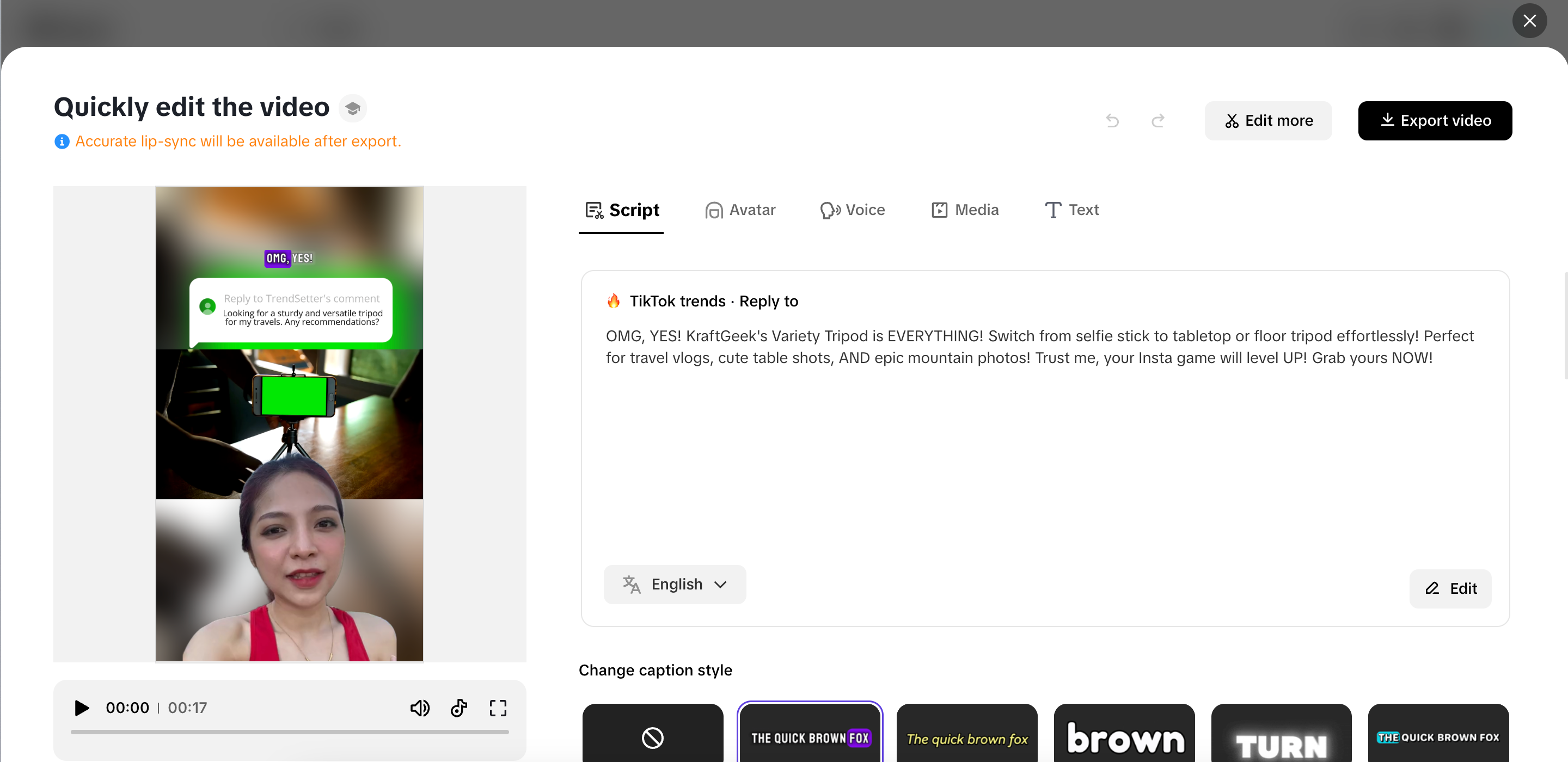 Perform any quick changes to your video