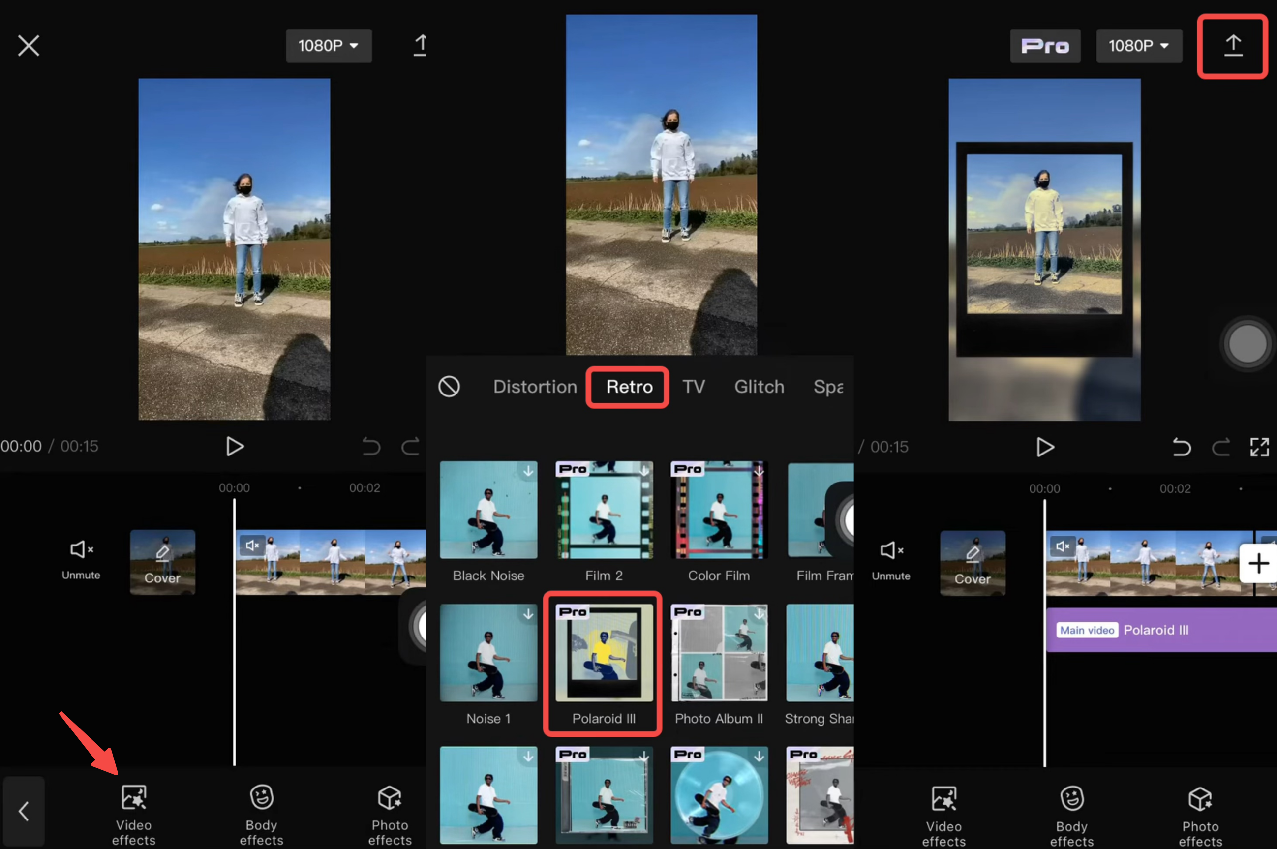 An easy way to add an old Polaroid filter to videos on mobile