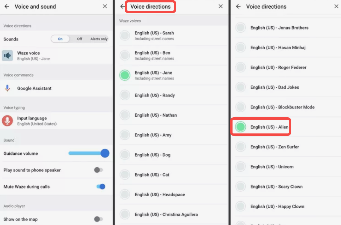 Ipinapakita kung paano baguhin ang boses sa Waze sa isang telepono