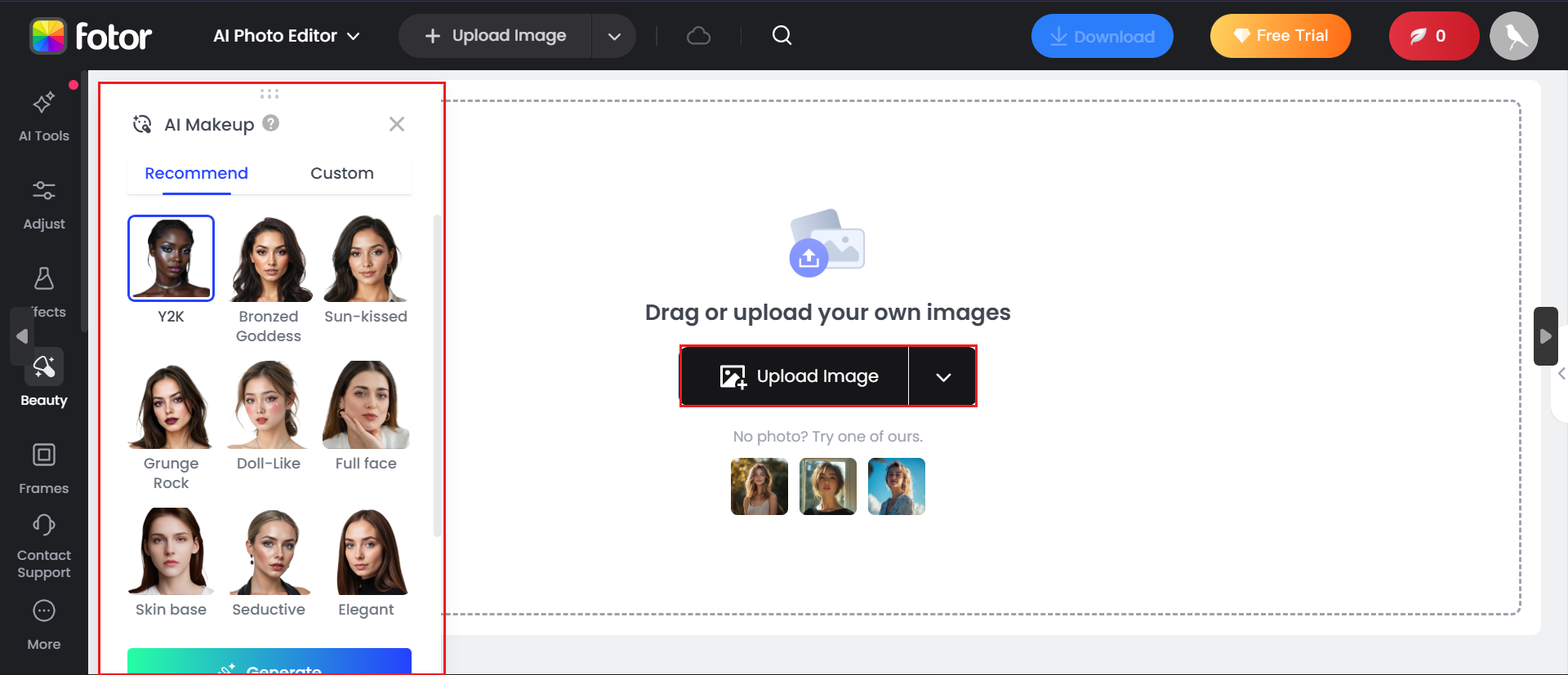 Select a makeup style