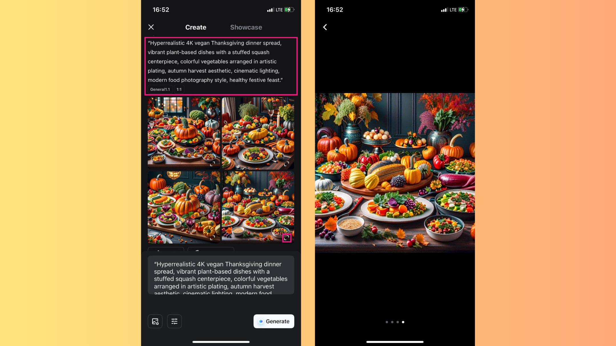 Generate special Thanksgiving dinner images