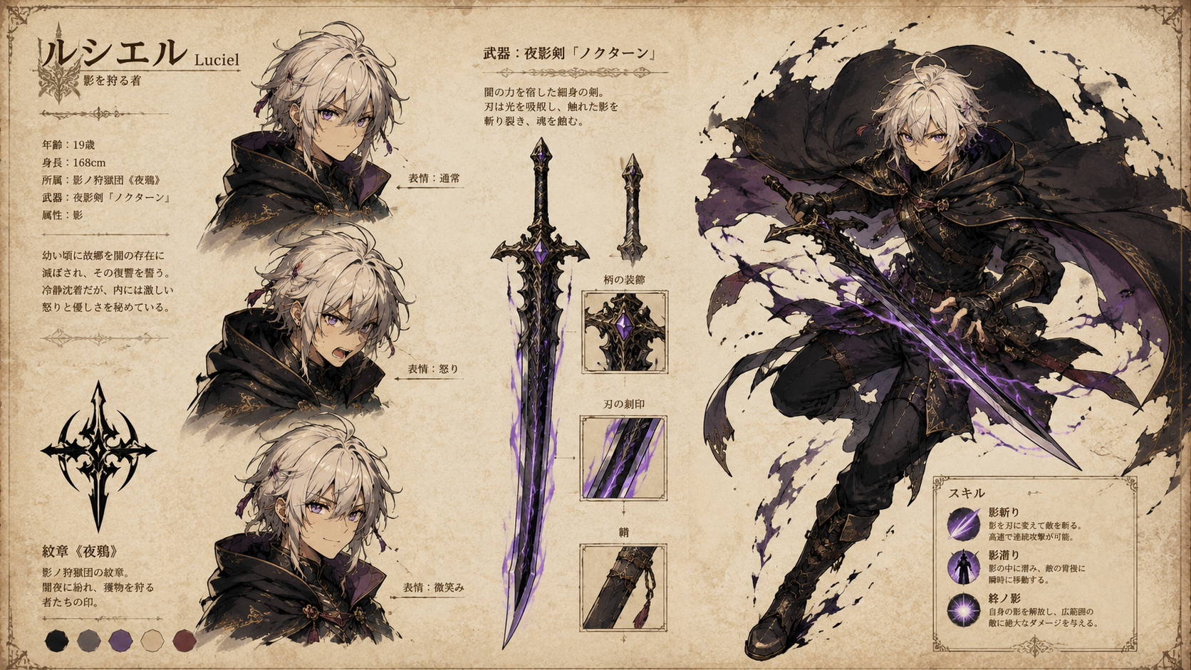 Original character profile page