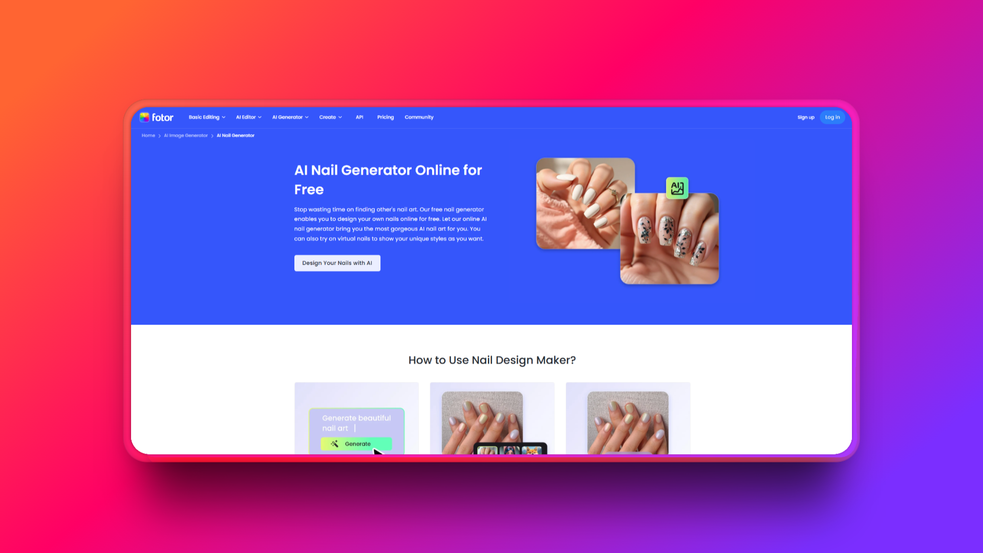 Fotor's AI nail design generator