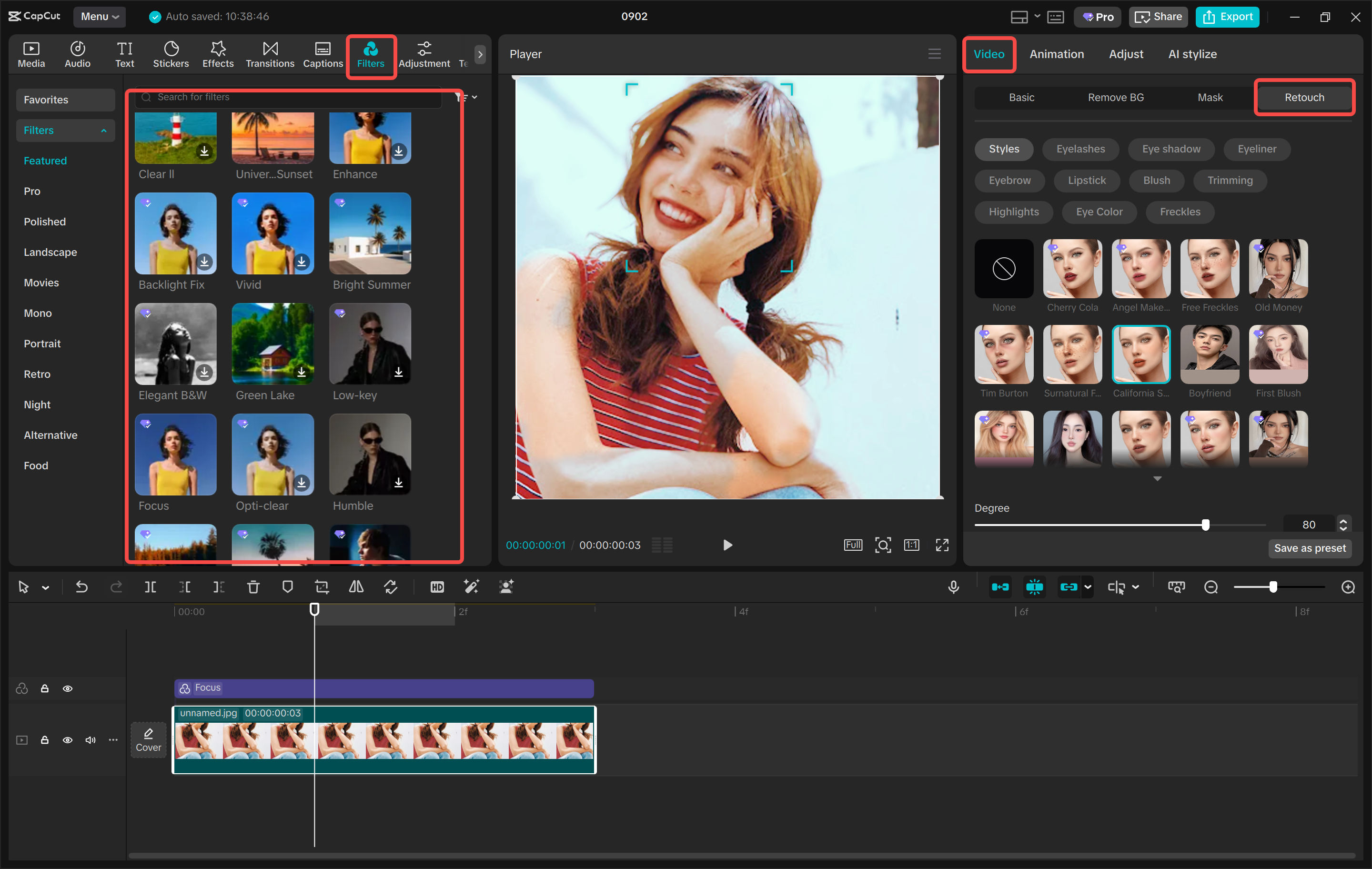 Improving and adjusting the image in the CapCut desktop video editor