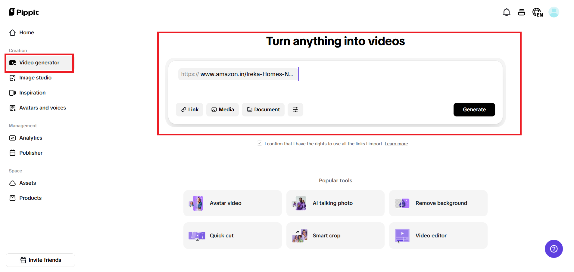 Enter a product link