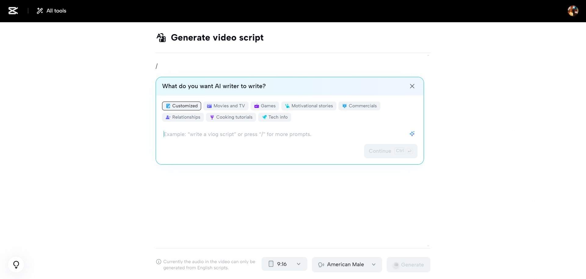 Generate script