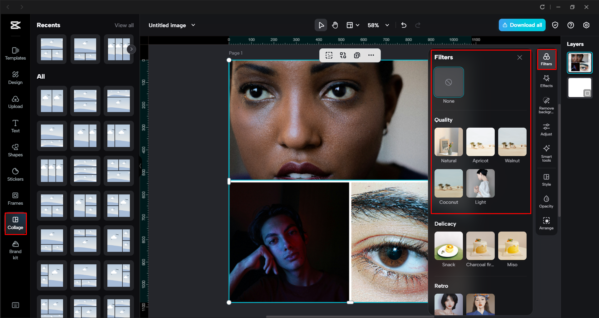 Making a photo collage with the CapCut desktop video editor