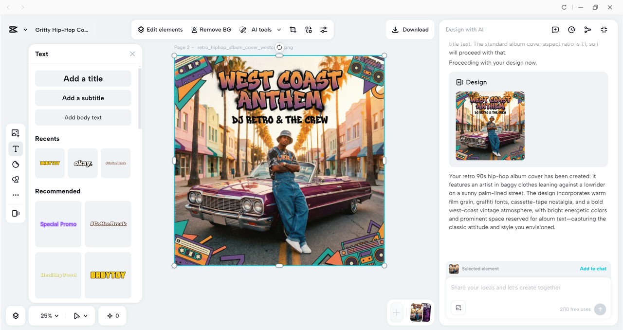 Interface of the CapCut desktop video editor - an efficient tool to make album covers