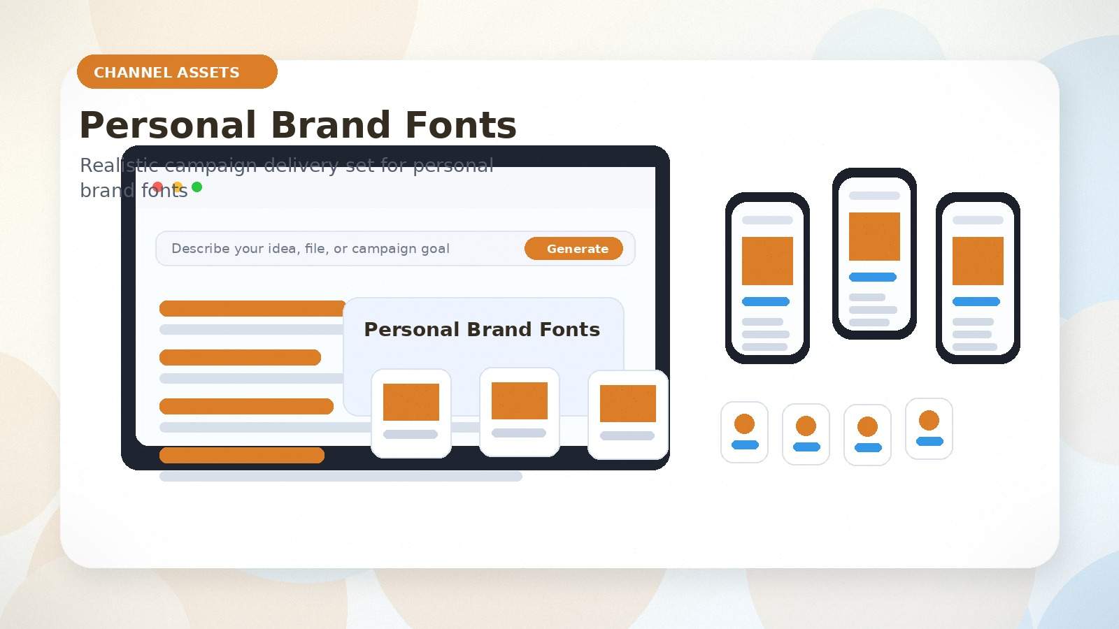 Personal Brand Fonts realistic channel assets visual for personal brand fonts