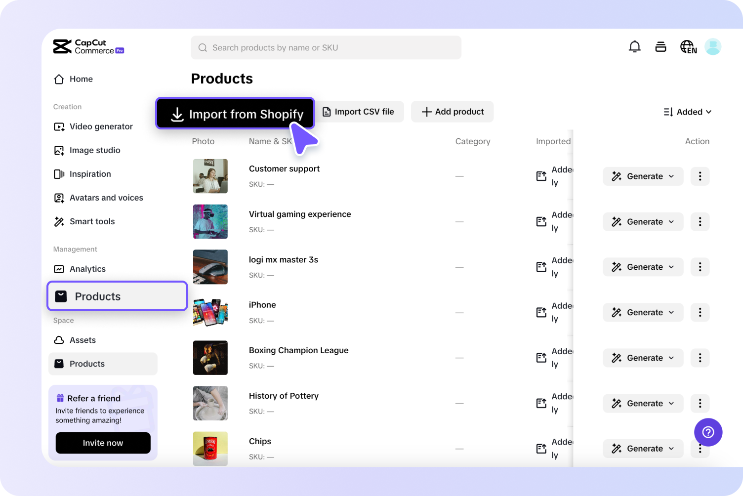 Hubungkan toko Shopify Anda.