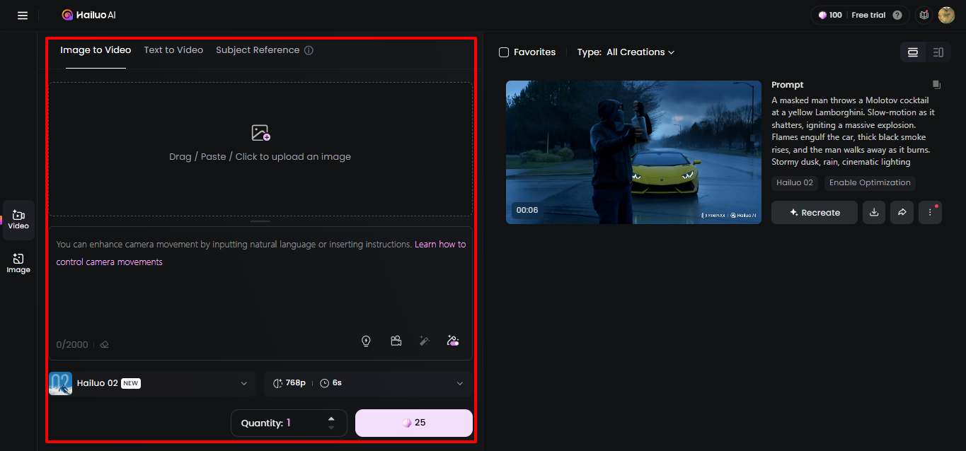 Hailuo AI image to video generator