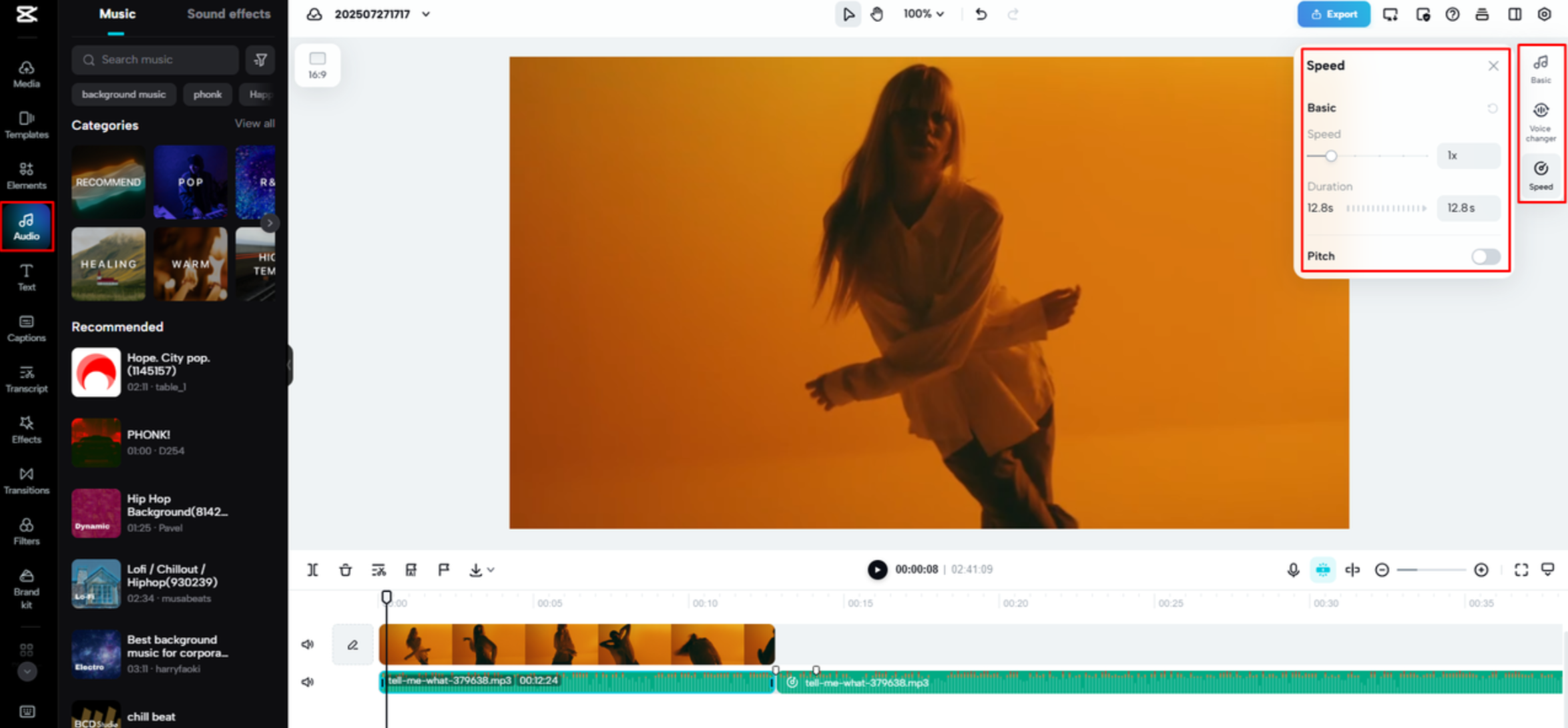 Kết hợp các tệp âm thanh trong CapCut Web