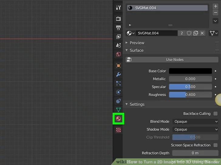 Tab properti logam di Blender