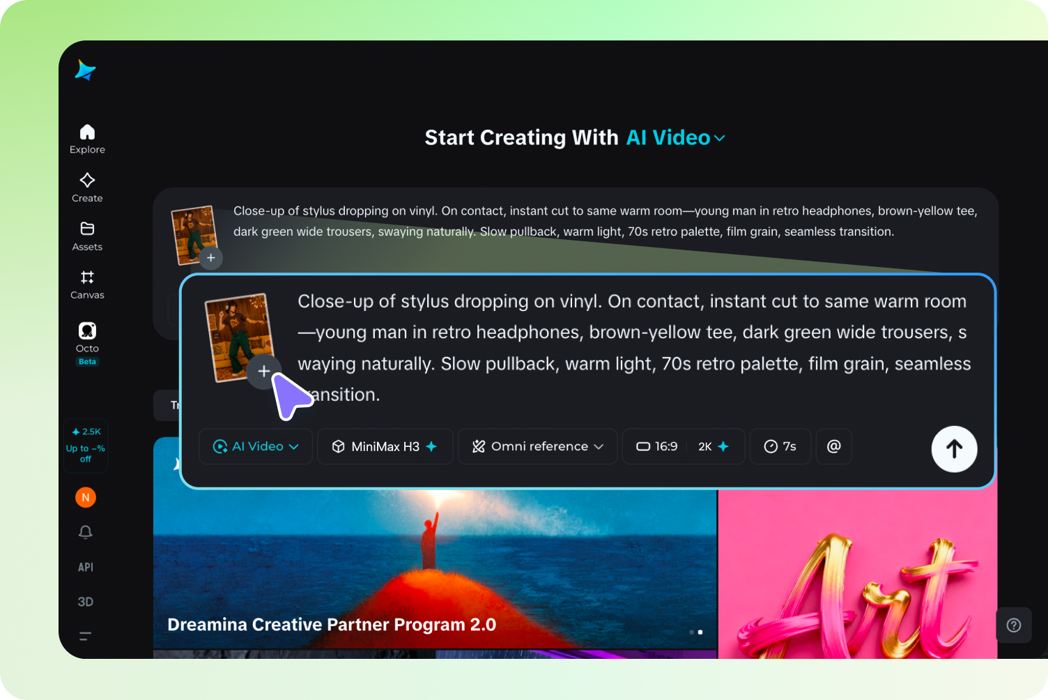 Upload references and enter your prompt
