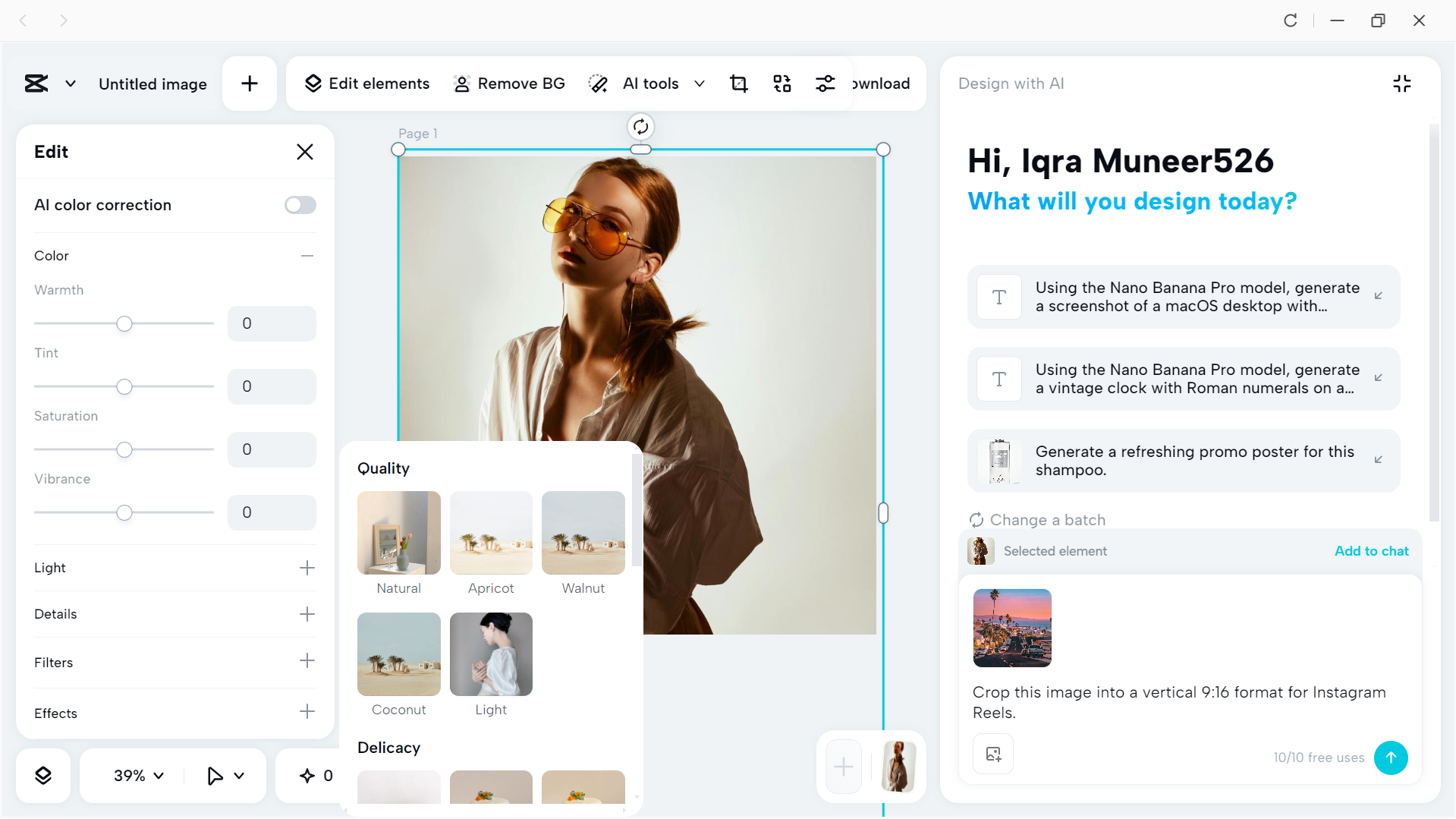 Editing interface of the CapCut desktop video editor