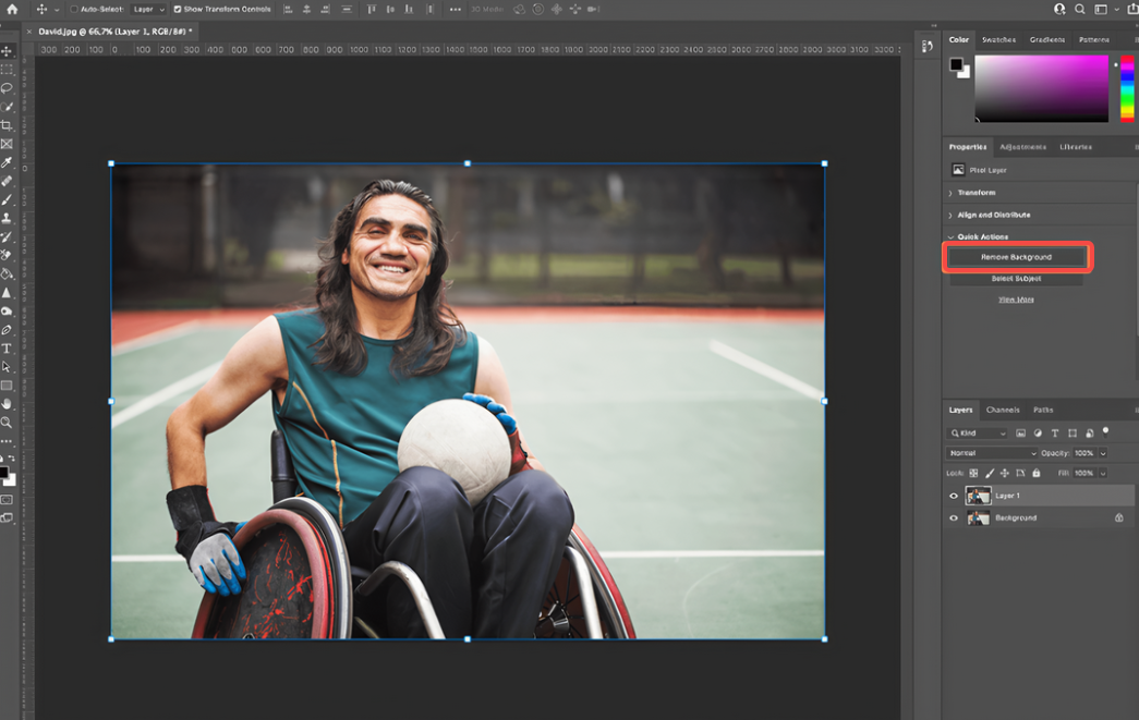 Use Photoshop's background removal tool