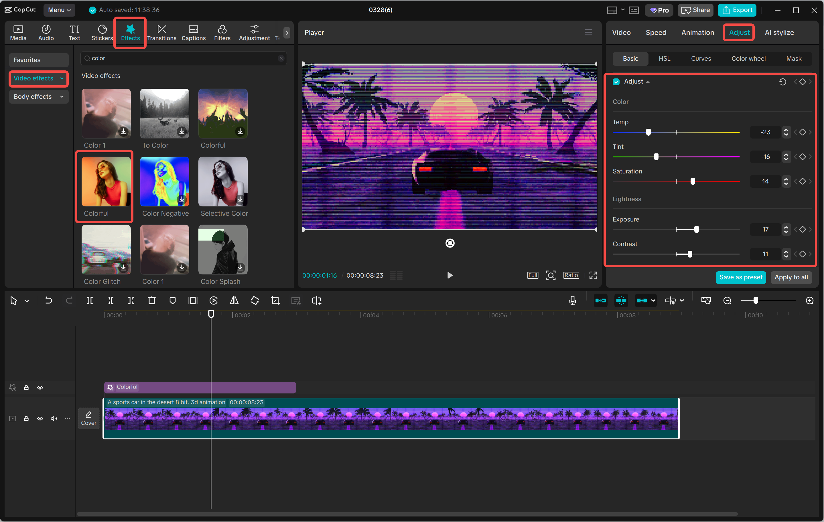 Editing a video in the CapCut desktop video editor
