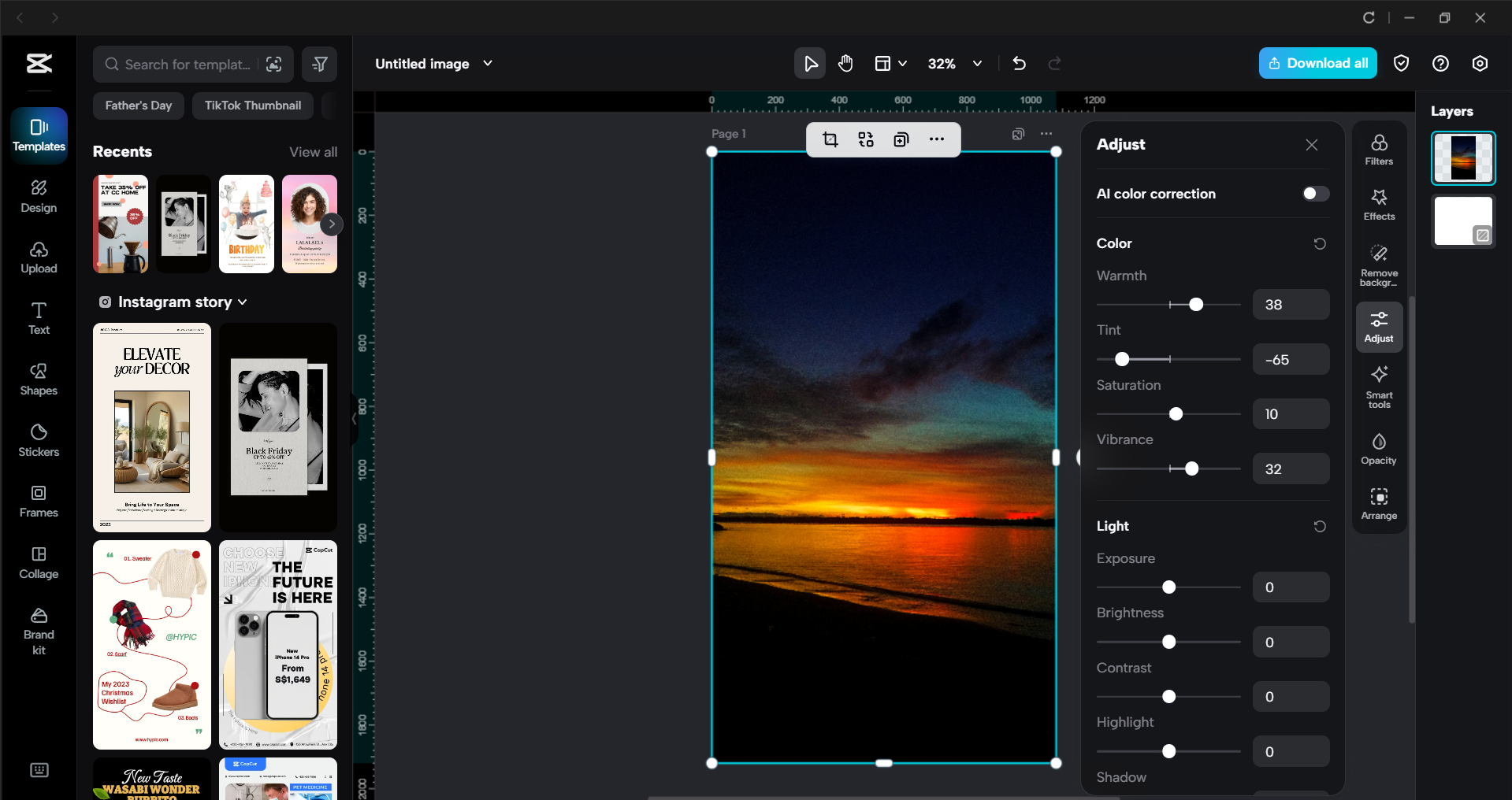 Schnittstelle des CapCut Desktop-Video-Editors - ein effizientes Werkzeug für die Bildbearbeitung