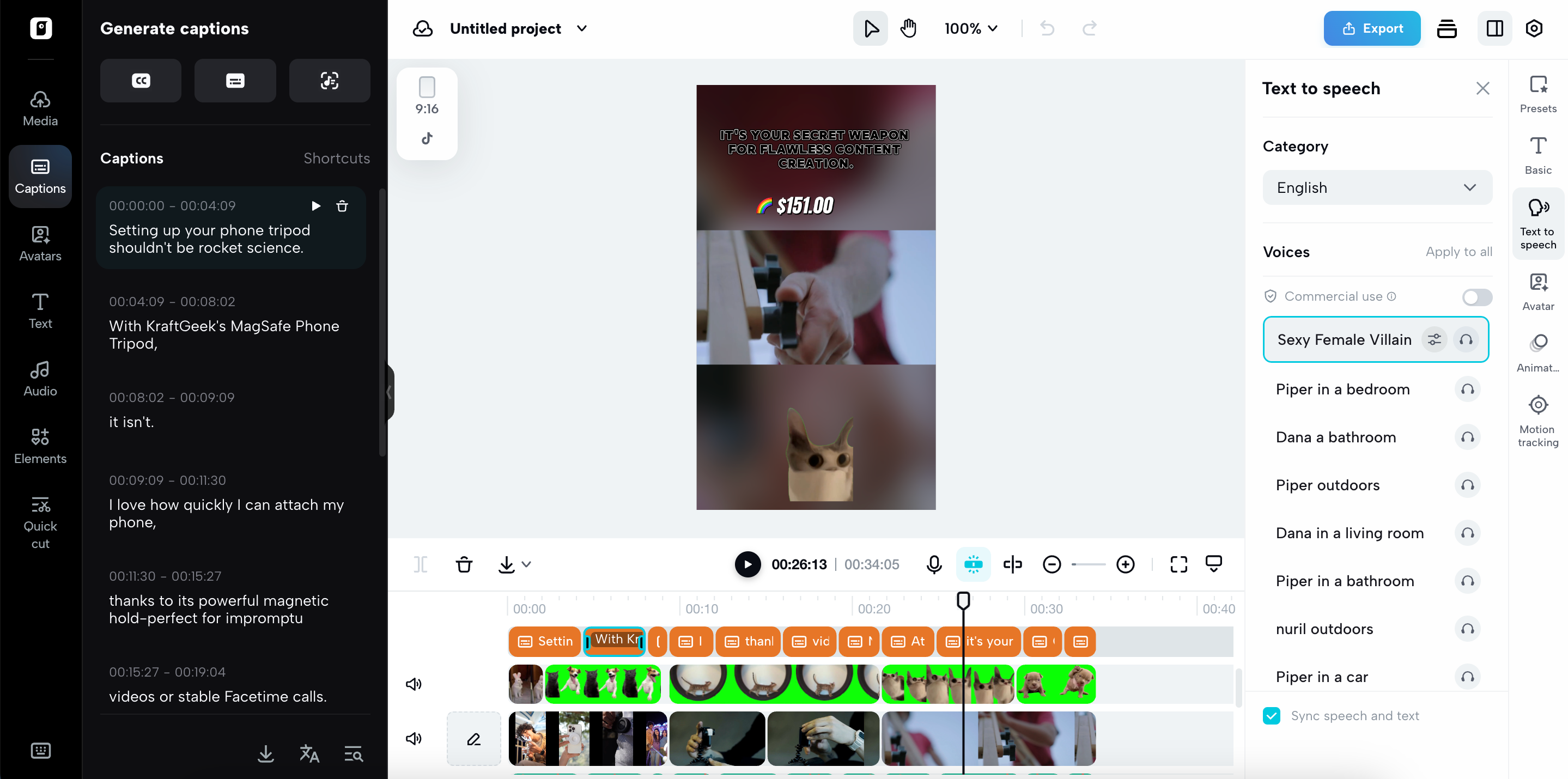 AI-powered auto-subtitles & text-to-speech