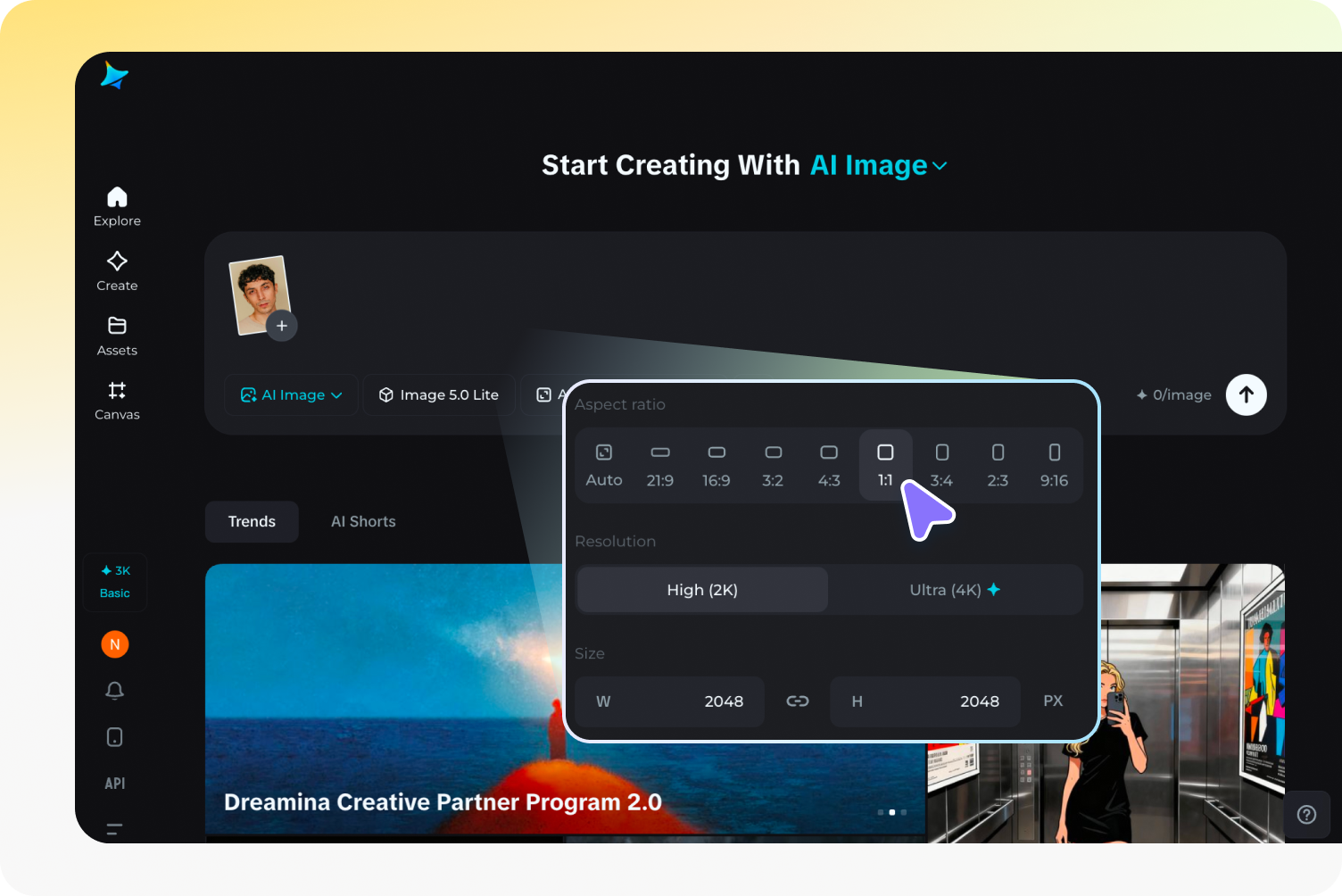 Prześlij zdjęcie do wycięcia twarzy w Dreamina