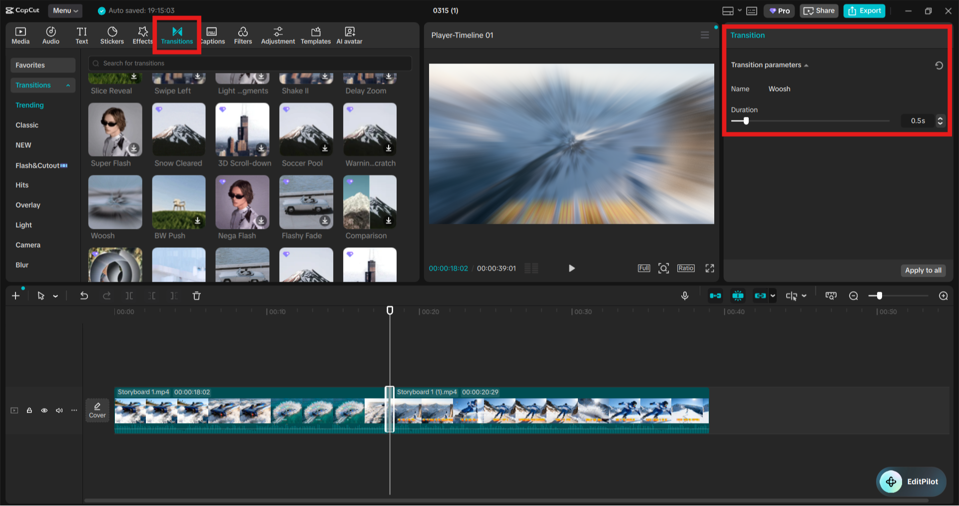 Add transitions