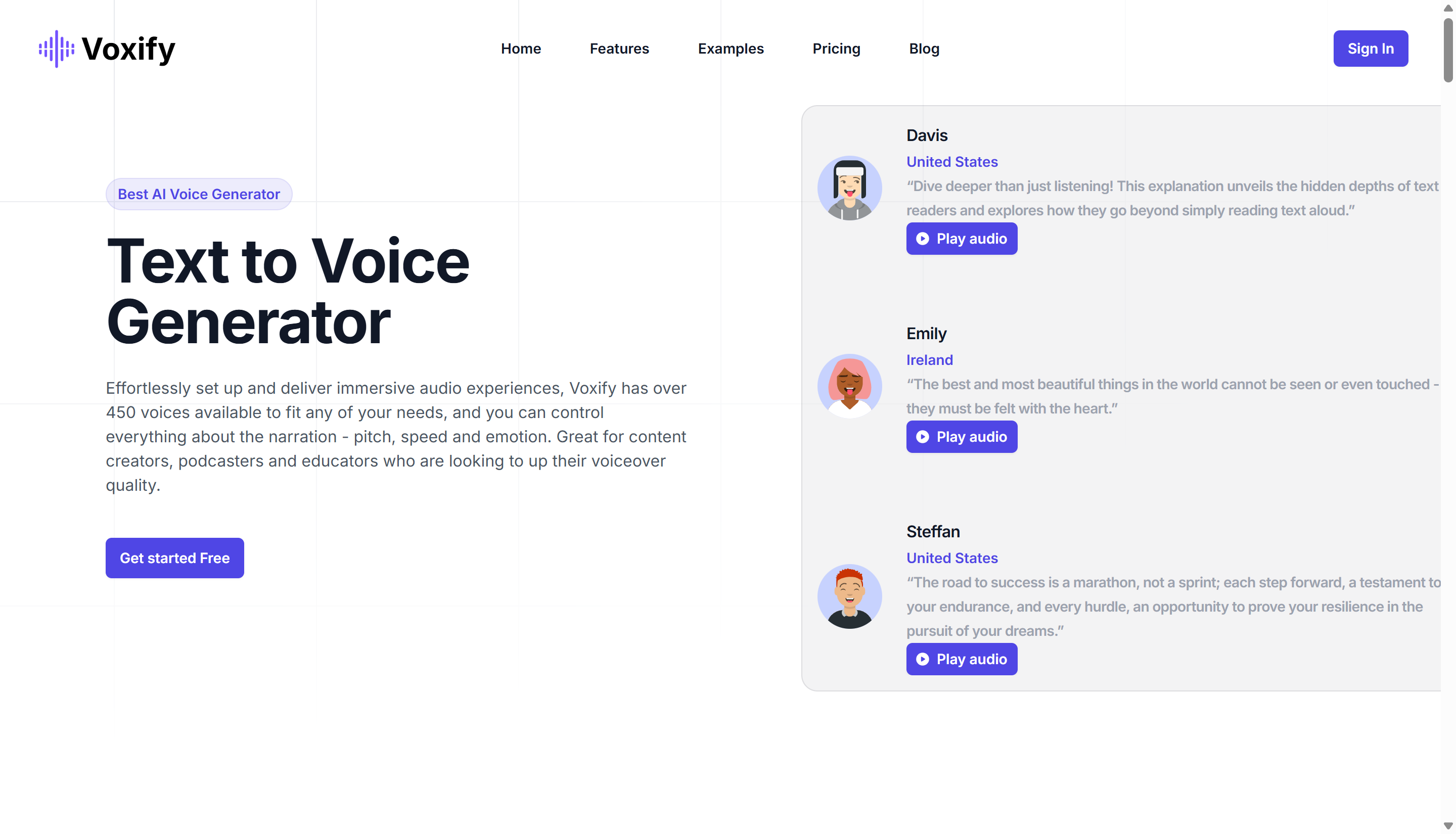 Oberfläche, die das Voxify-Tool zeigt