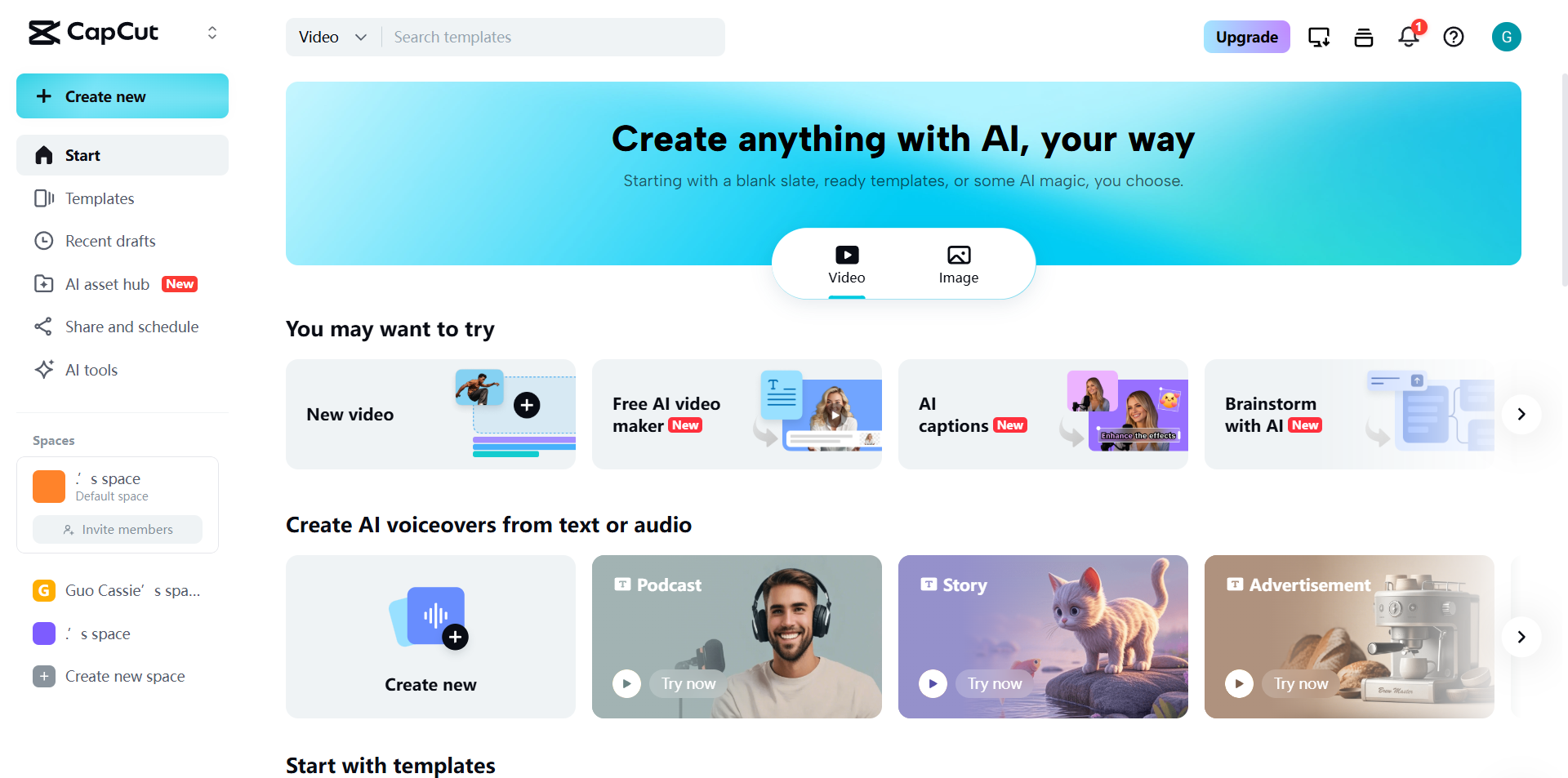 CapCut Web homepage