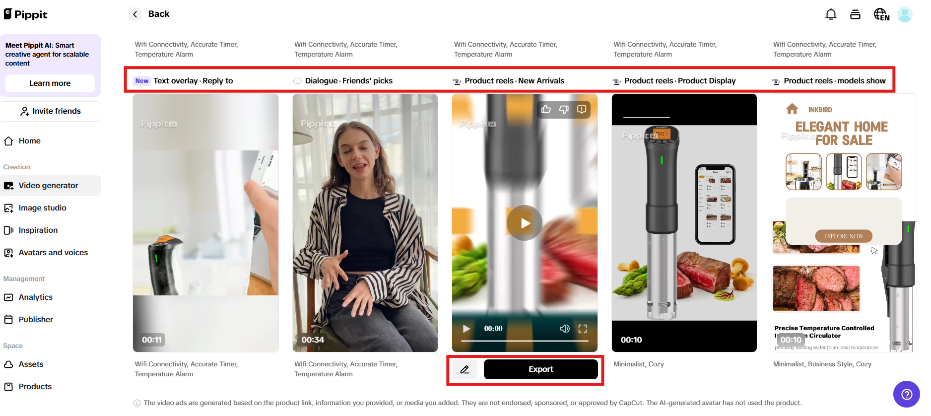 Preview generated videos and click Quick edit