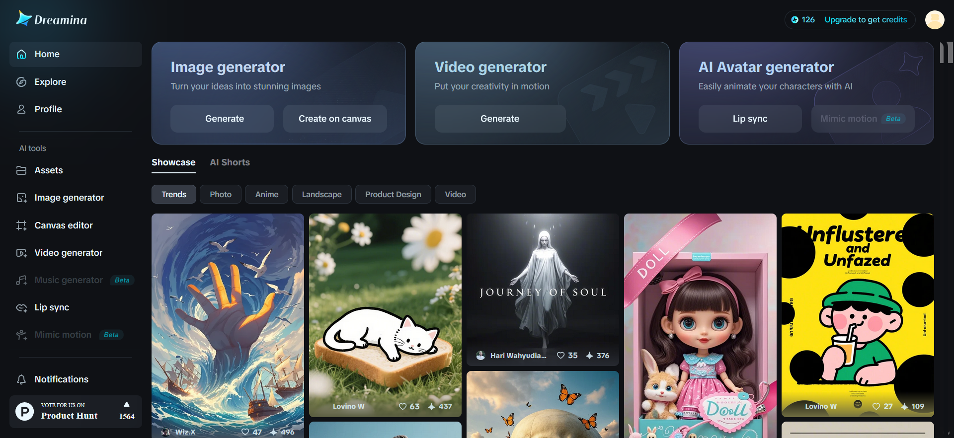 Dreamina's interface