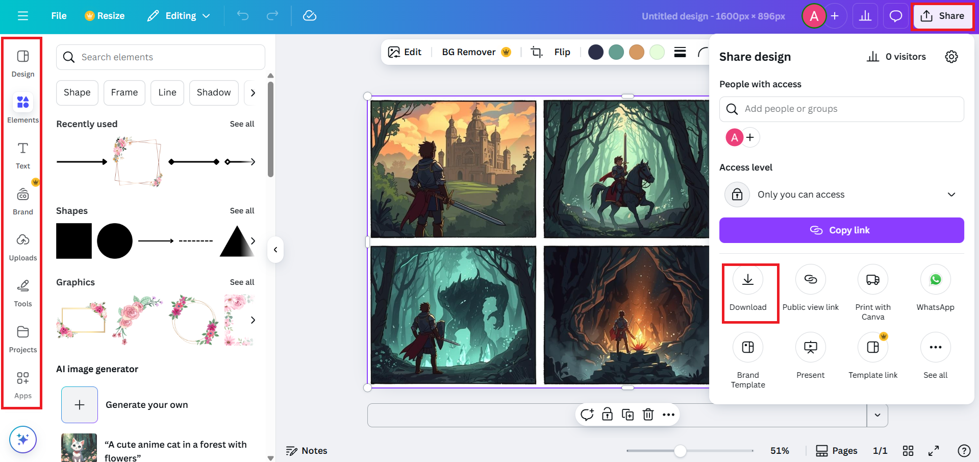Edit and download your final sequential art