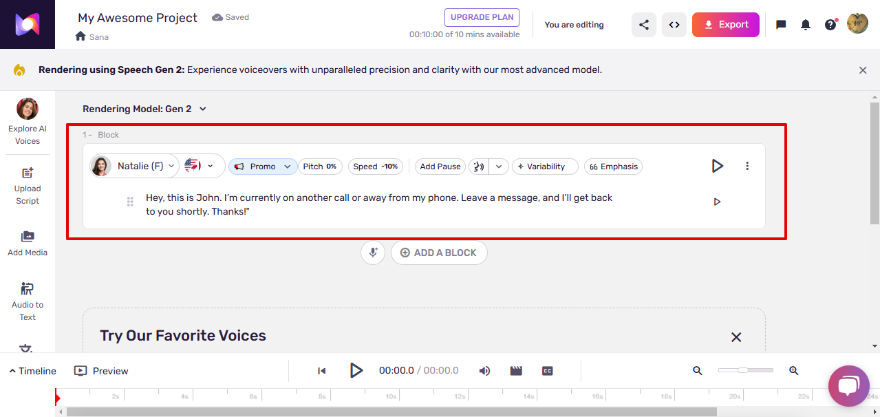 Murf robot voicemail generator