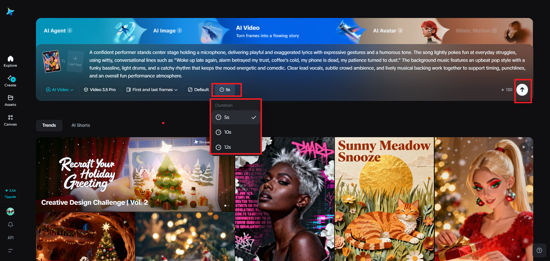 Set the duration and generate the video