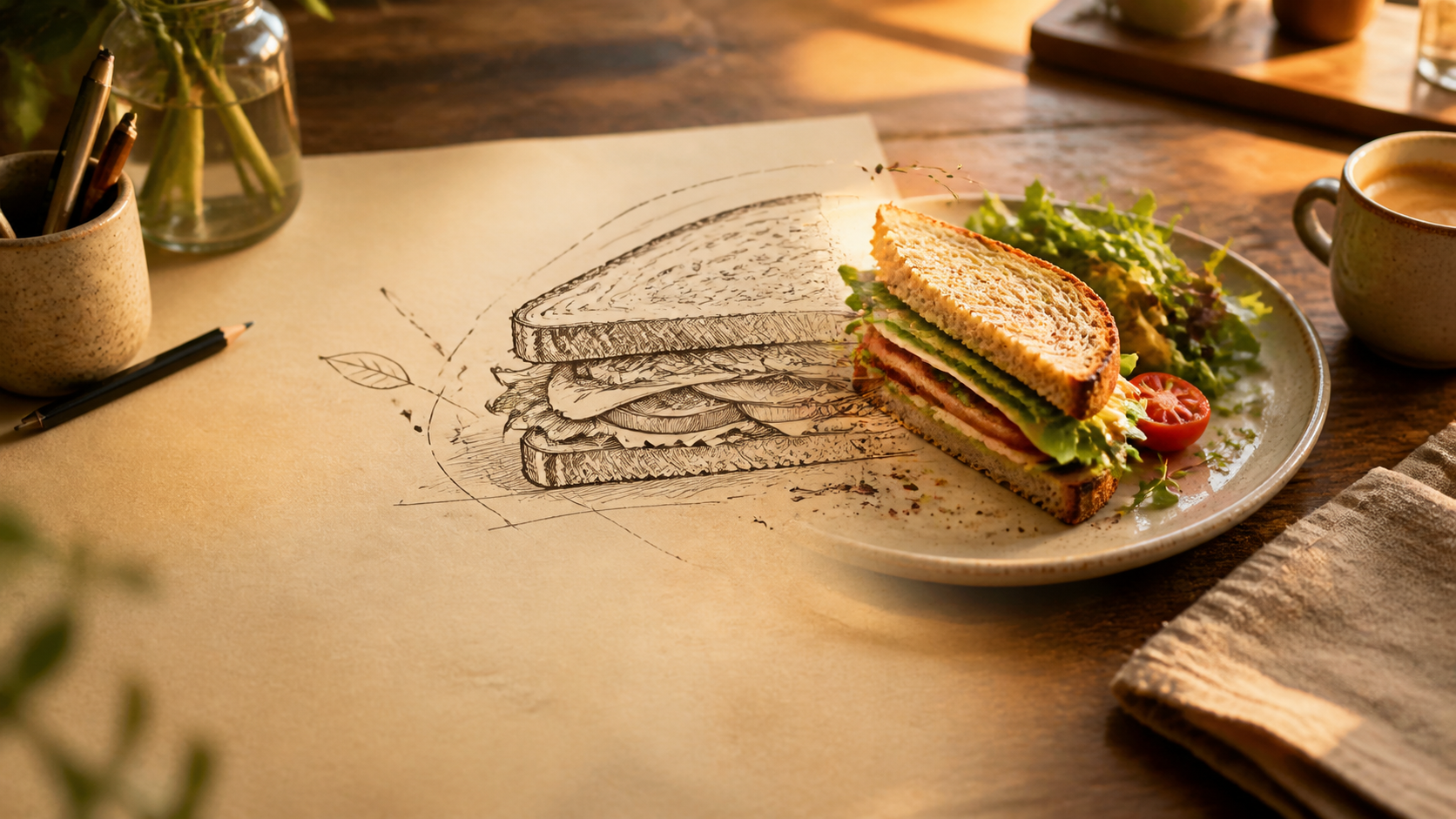 Menu Sketch Video hero image created for Dreamina