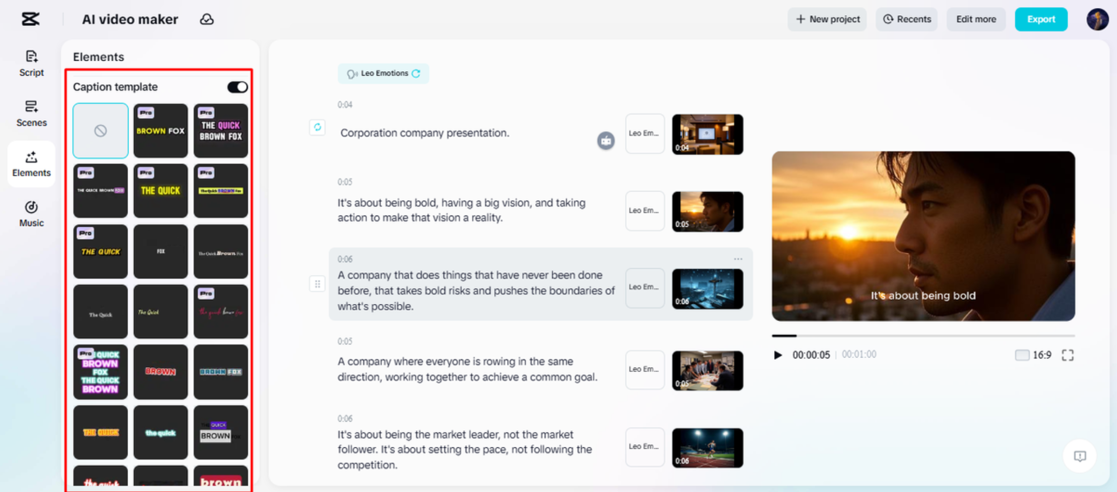 Add captions to the video