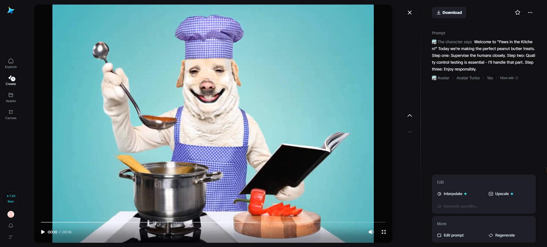 Pet cooking show host