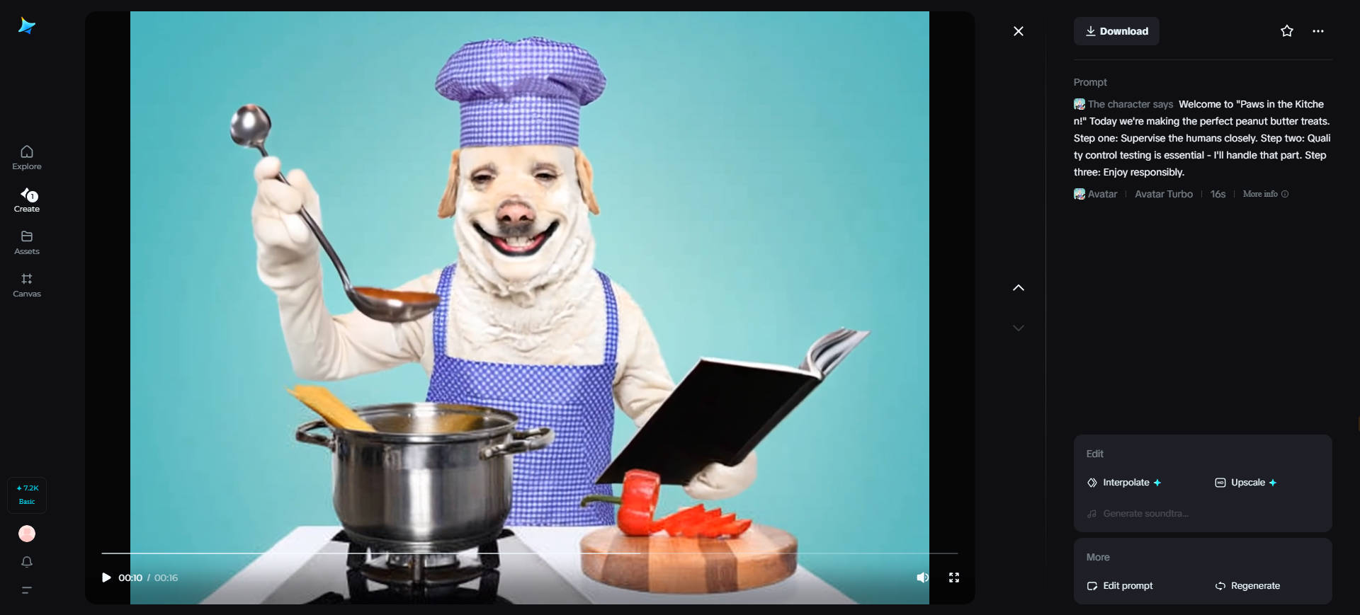 Pet cooking show host
