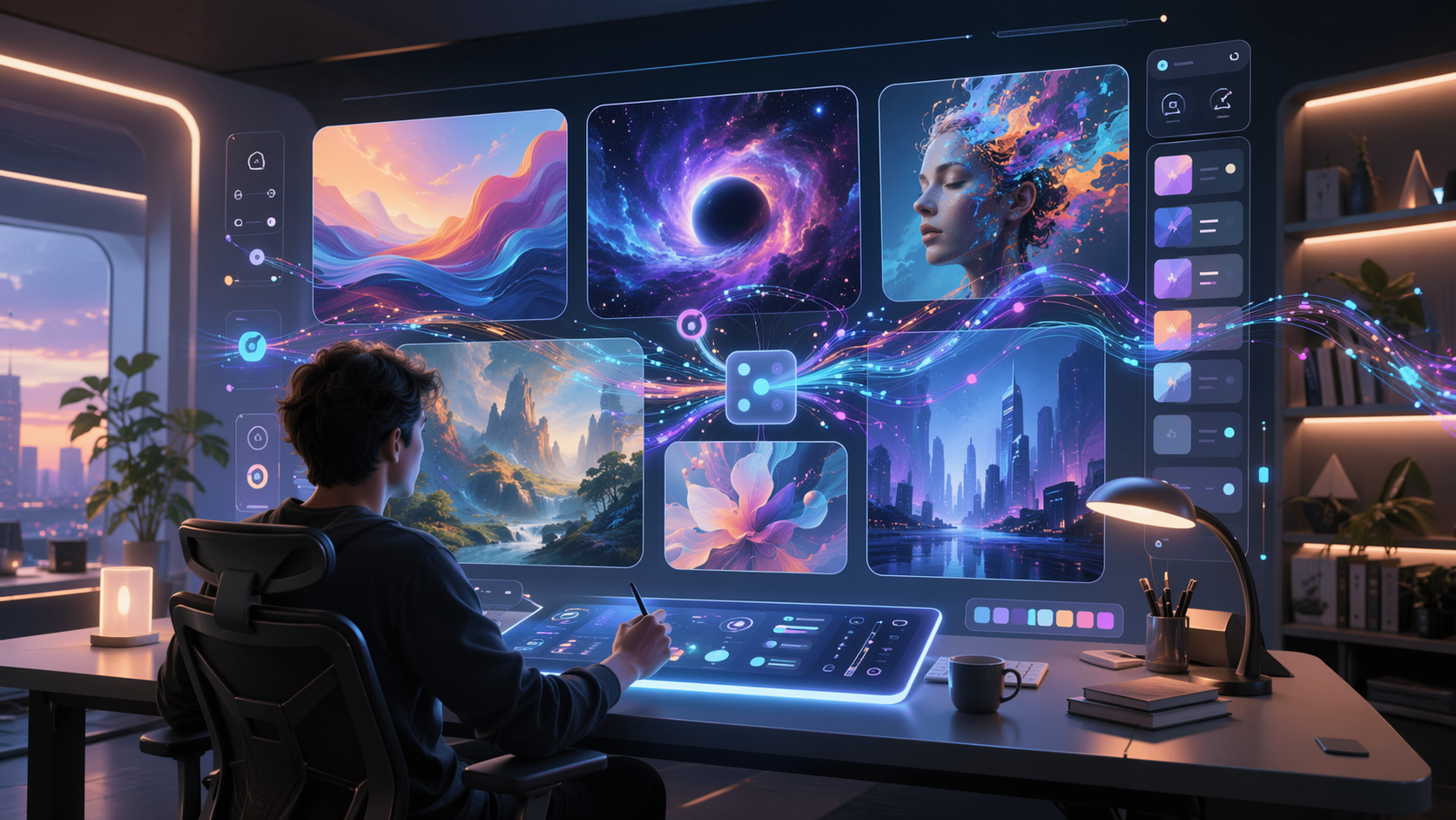 Dreamina Meta AI Bildgenerator Prompt Beispiel 1: Futuristisches AI Art Studio