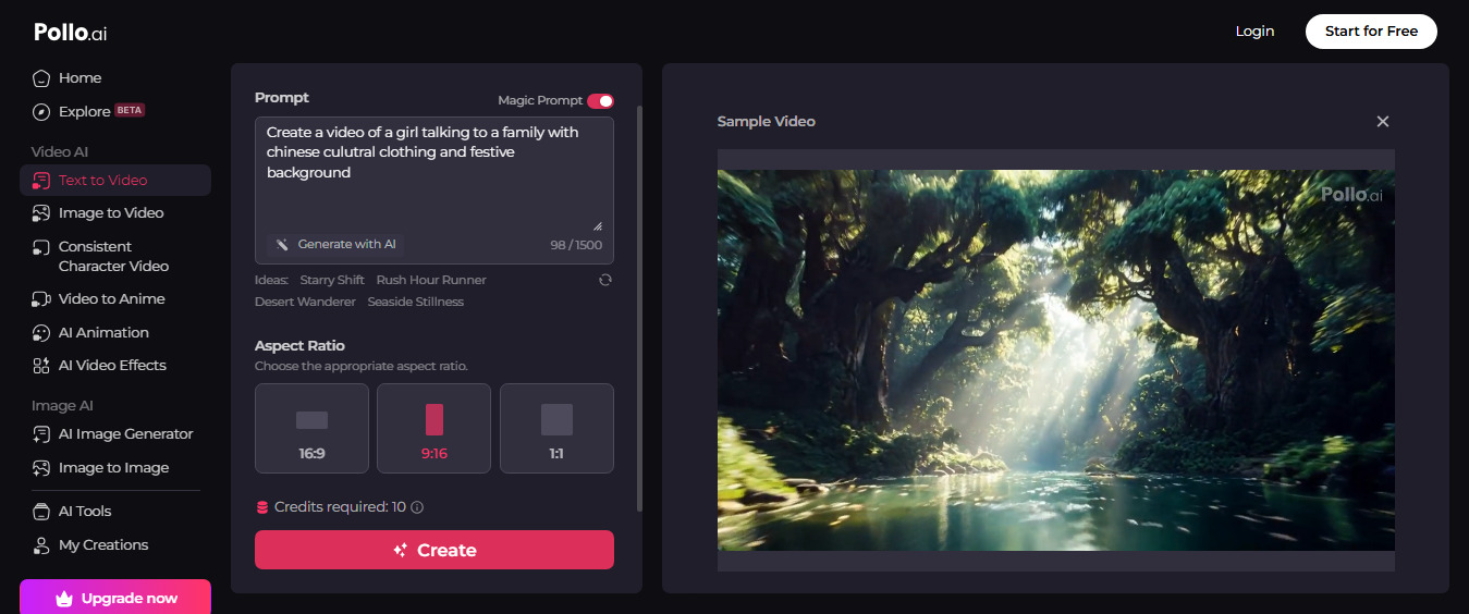 Pollo AI’s text-to-video generation