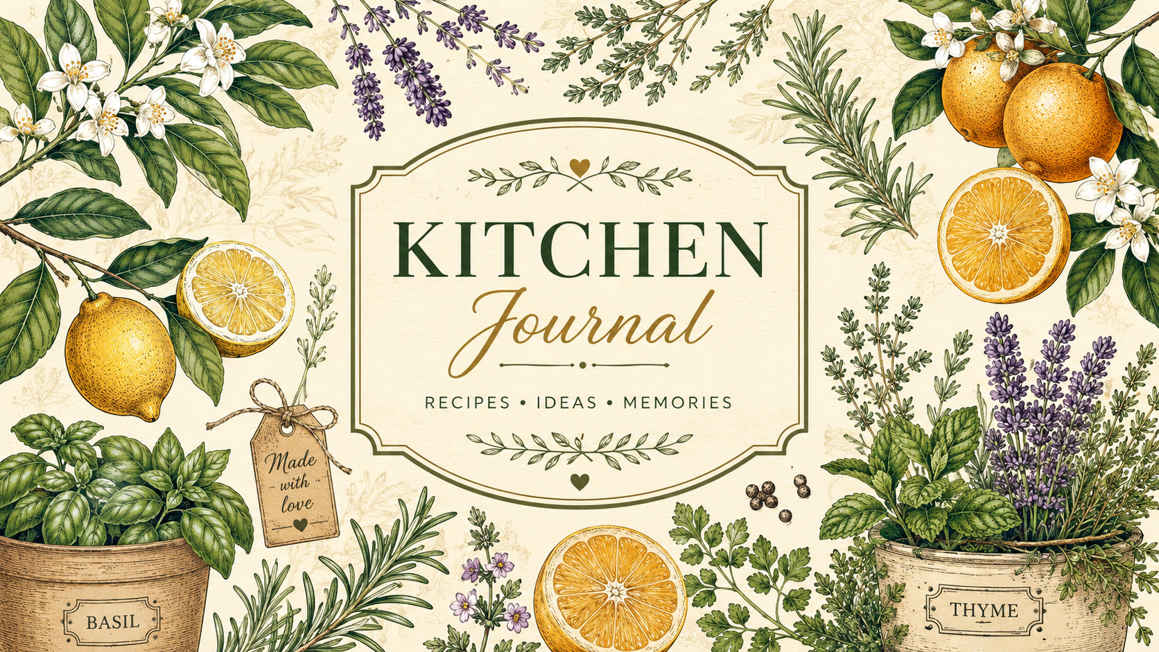 Disenyo ng pabalat ng notebook ng recipe