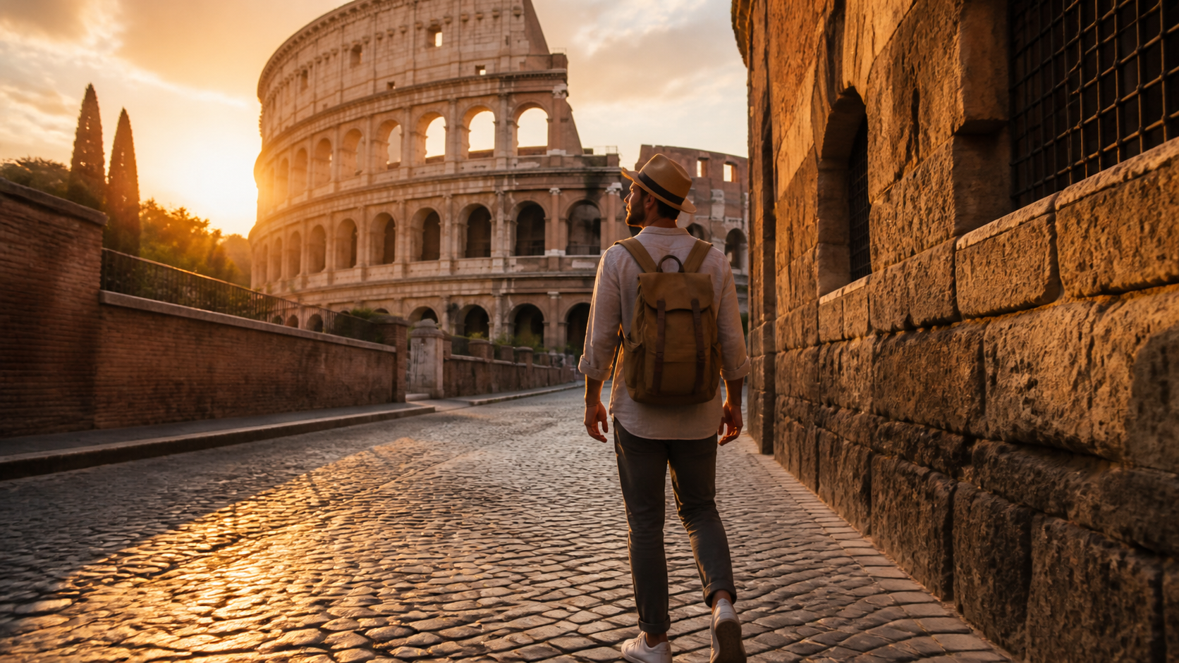 Rome travel guide video Closing mood single-scene 16:9 visual