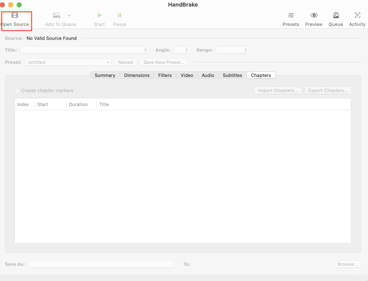 HandBrake load file