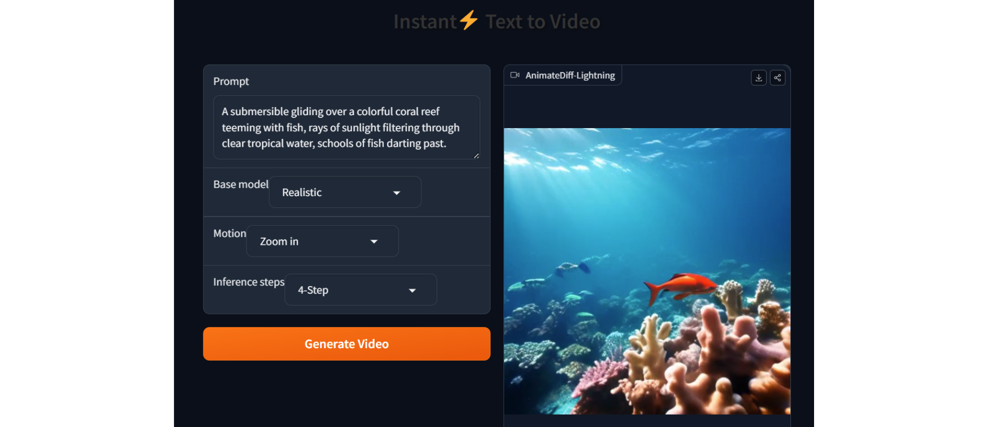 Interface de geração de vídeo Pika Labs