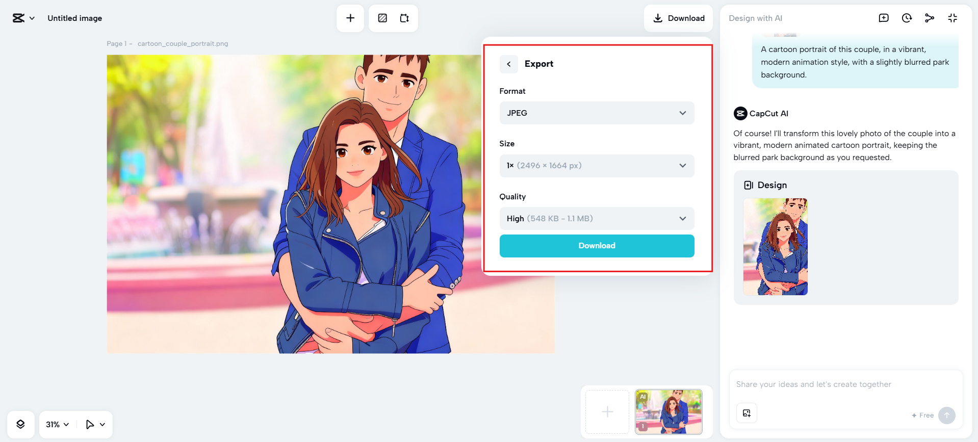 Download your cartoonized image