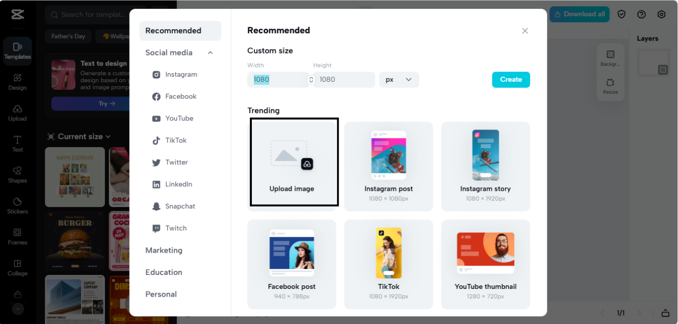Upload jouw afbeelding naar CapCut Web