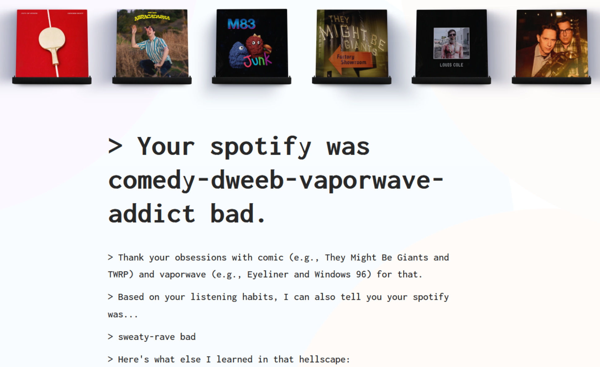 Interface of How Bad Is Your Spotify - the best website for Spotify year stats