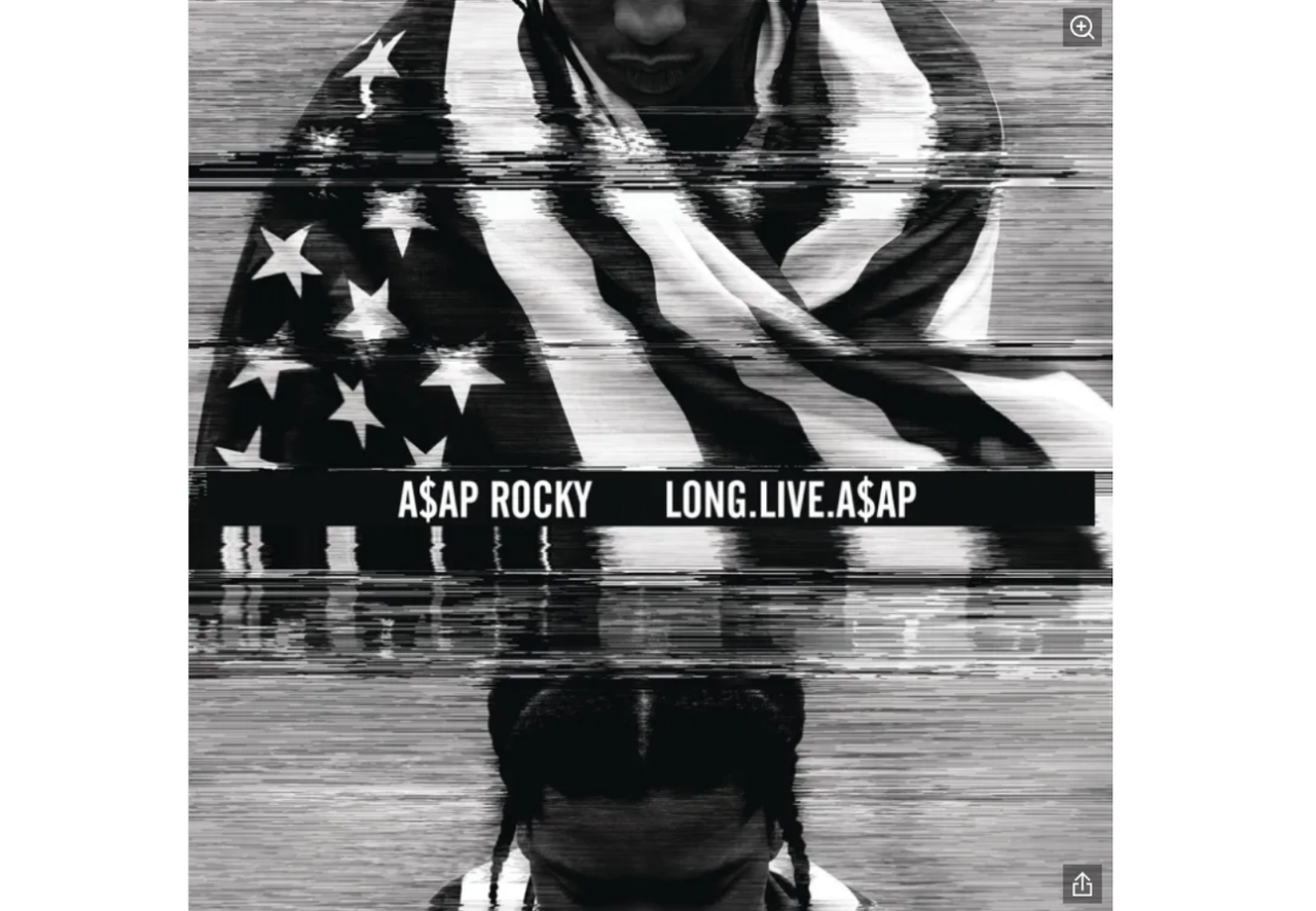 A$AP Rocky draped in American flag with glitch effect