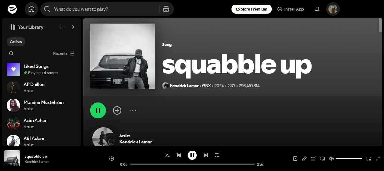 Cover of Squabble Up - recognized as the most streamed song on Spotify this week