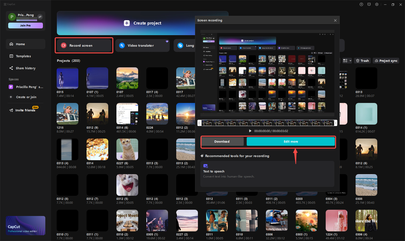 Nehmen Sie Ihren Bildschirm in CapCut