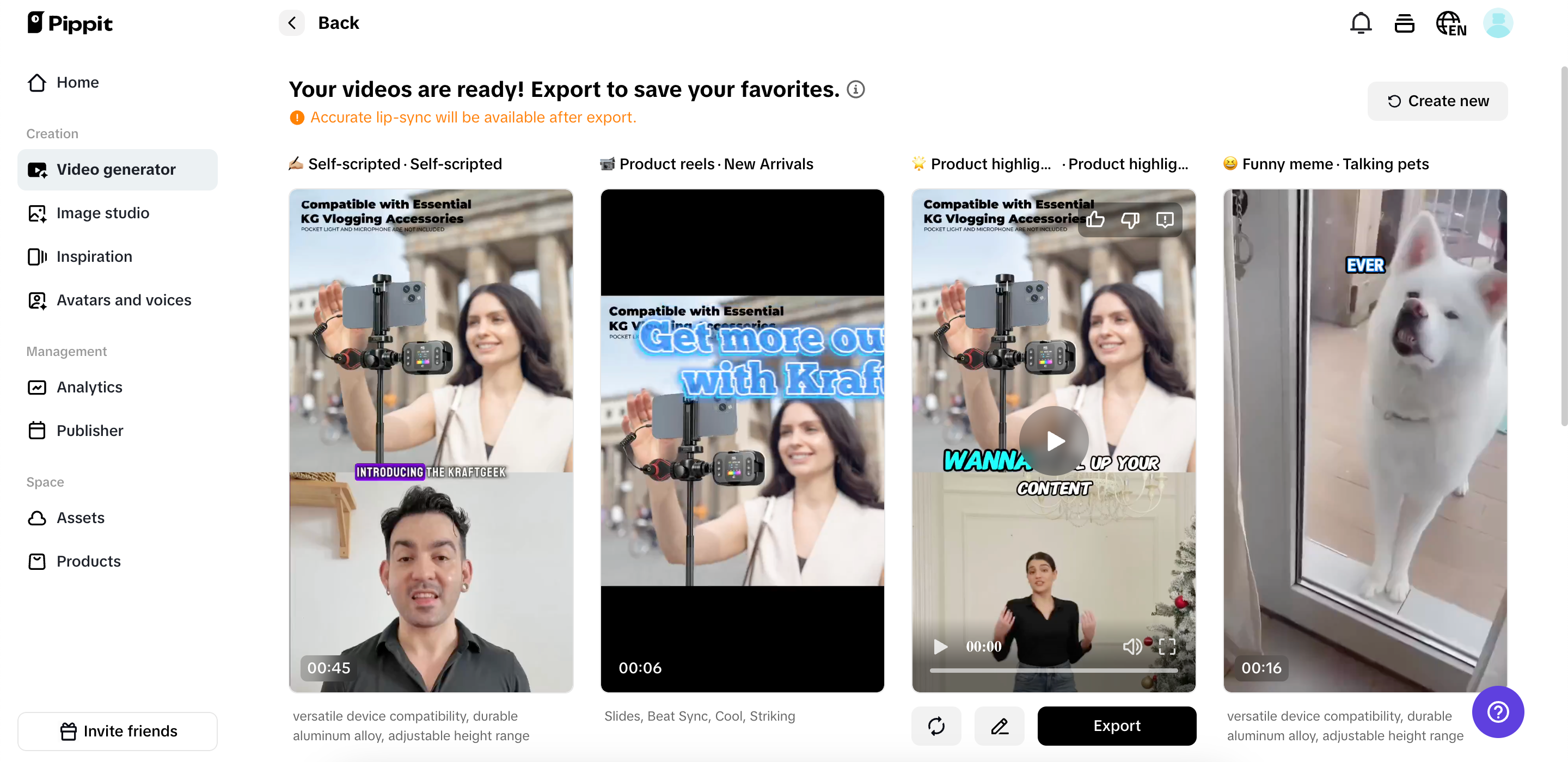 Piliin ang iyong naiibang ginawang video.